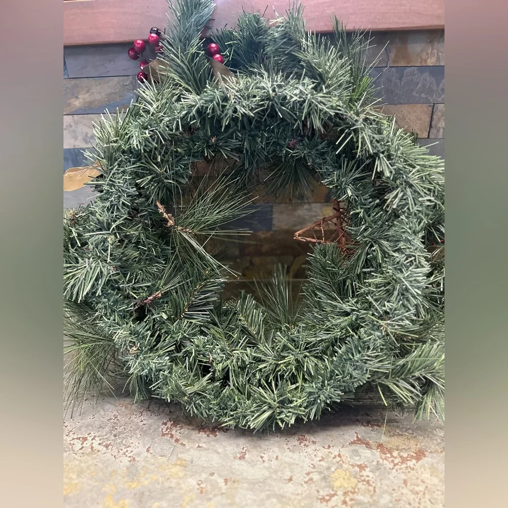 2/$10 or 3/$12 ❤️ Festive Green Wreath Pinecones, Wood Stars and Red Accents